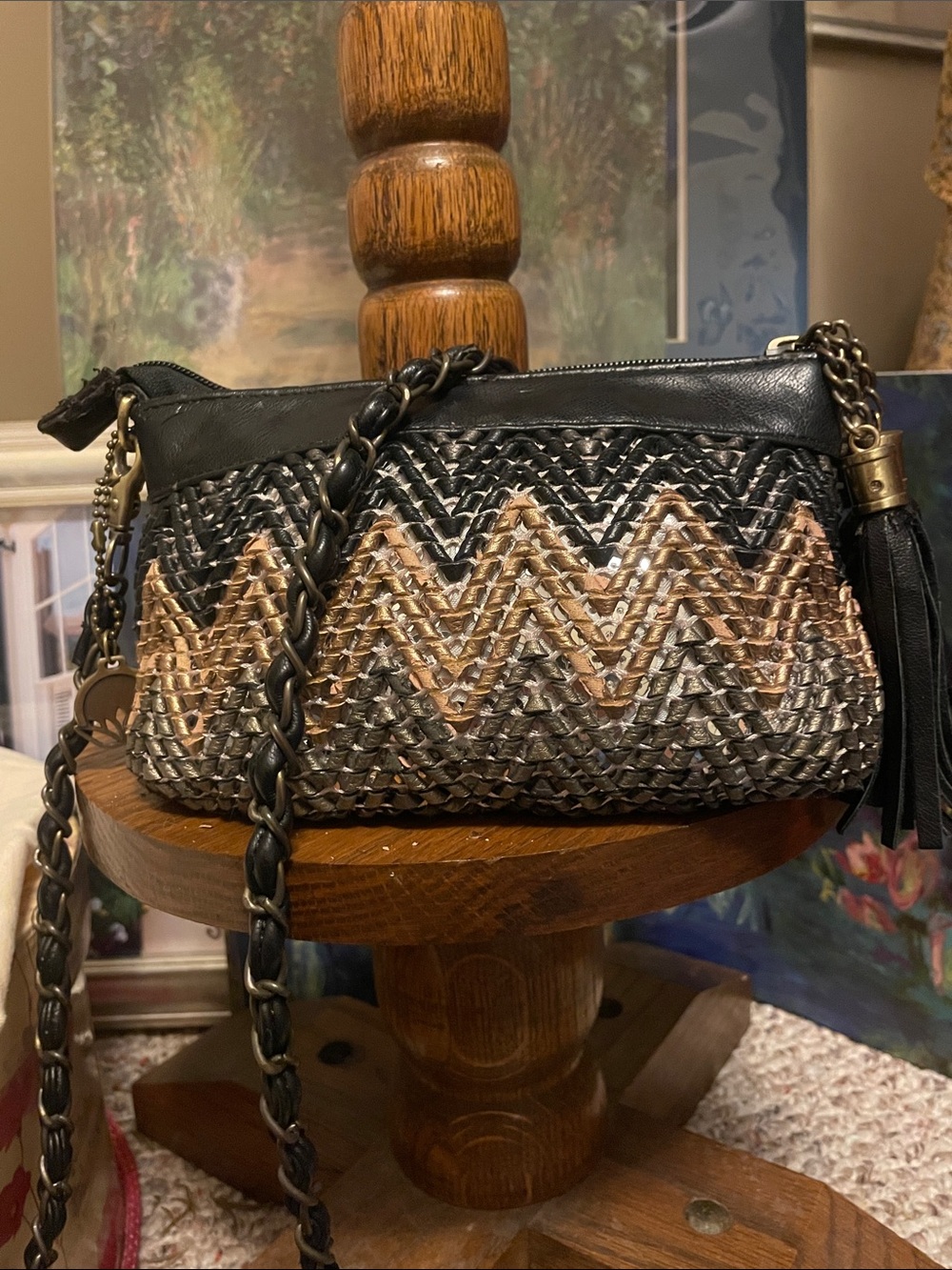 Big Buddha Sequined Chevron Design Crossbody